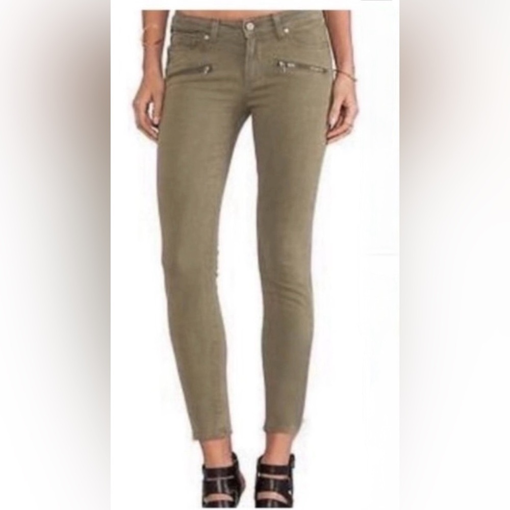~PAIGE Indio Zip Olive Green Jeans